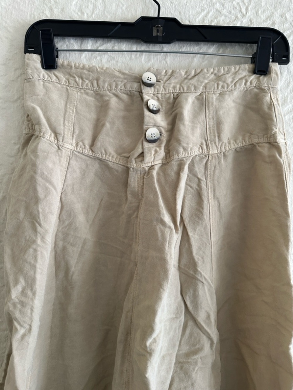 Zara Khaki Button Front Midi Skirt Small Linen Blend - Picture 2 of 7